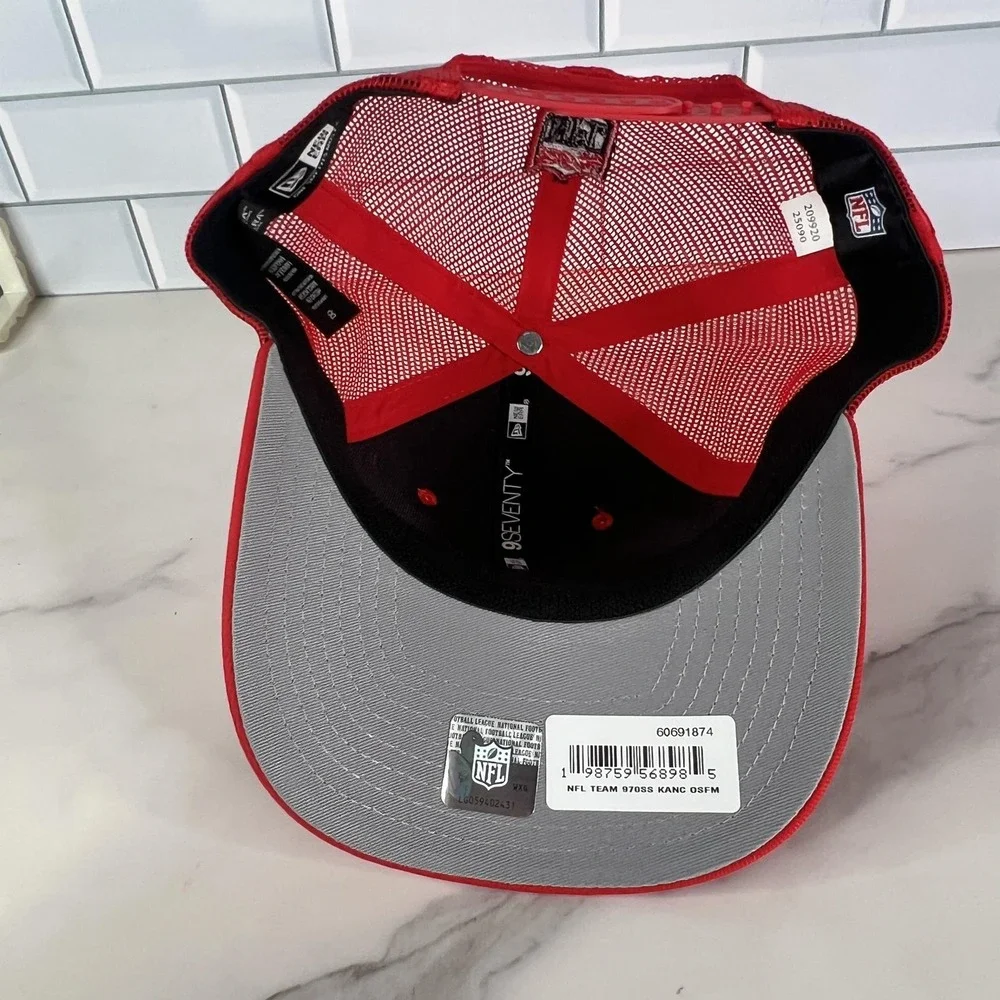 Kansas City Chiefs Hat Cap Snap Back Red 9Seventy Trucker Mesh New Era‎ Mens